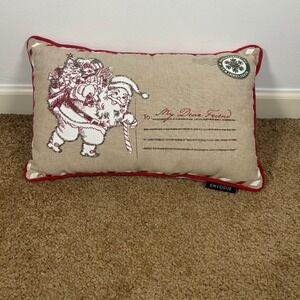Envogue Christmas‎ Santa Claus Lumbar Pillow Beaded Festive Holiday 15x10 inch